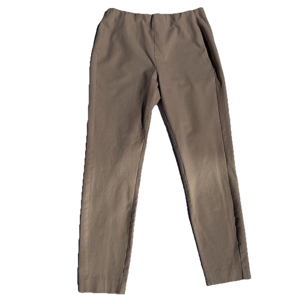 Nordstrom Tan Beige Flat Front Pants Tapered Leg 4 Way Stretch Size 12